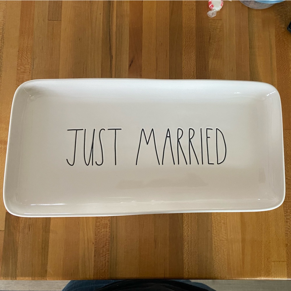 Wedding decor Just Married Serving Dish plate